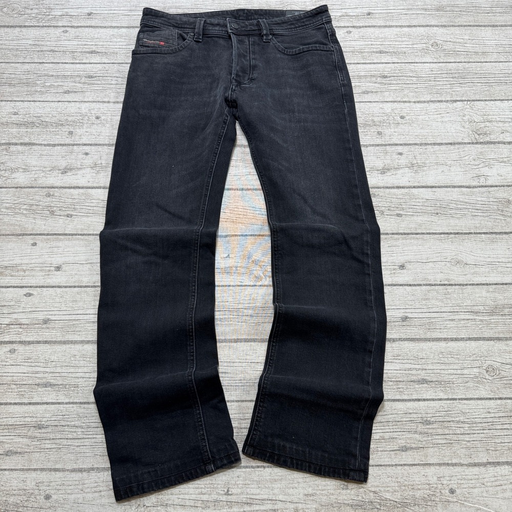 Diesel Jeans Men's 31x32 Black Denim Larkee Straight Leg Stretch Regular Rugged
